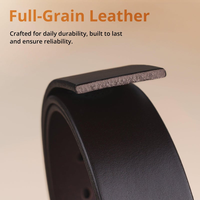 Buffway Menâ€™s Full Grain Leather Belt â€“ Solid One-Piece Leather, 1.5â€ Wide for Jeans & Business Casual, Gift Box Included - 36â€ Coffee - Image 4